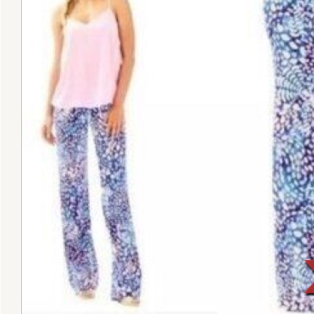 C20 Lilly Pulitzer Georgia May Palazzo Pants Beckon Blue Sparkling Grotto